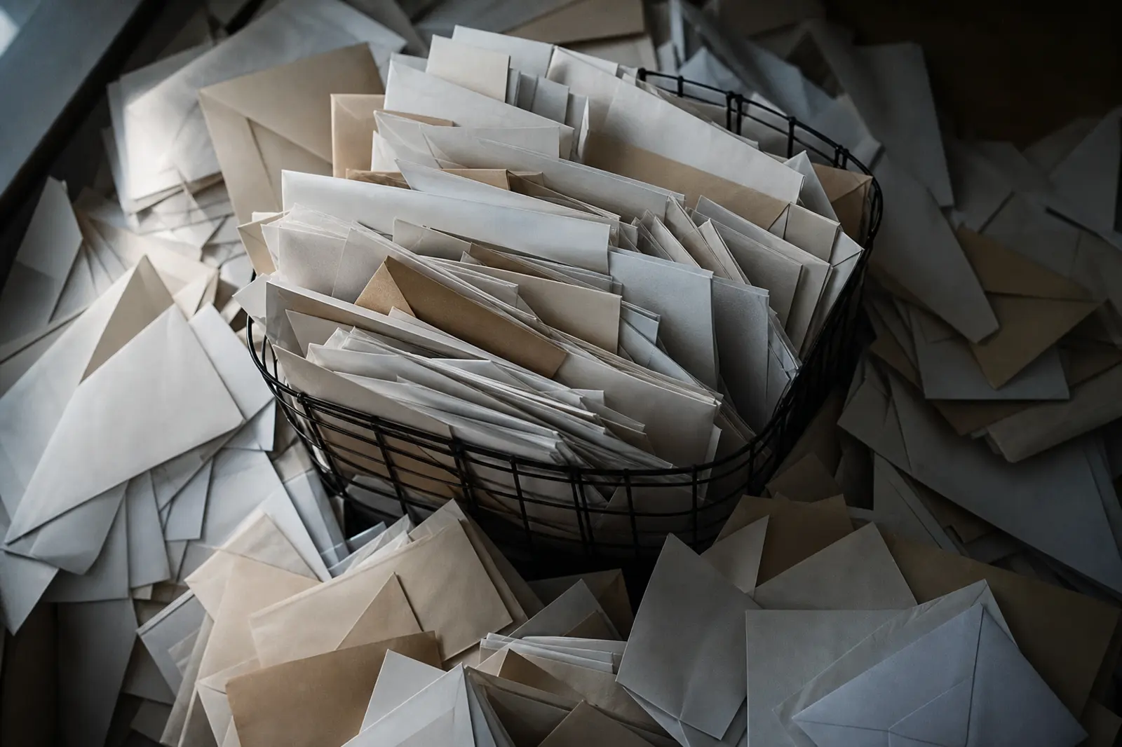 A close crop of envelopes